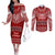 Toa Samoa Christmas Couples Matching Off The Shoulder Long Sleeve Dress and Long Sleeve Button Shirt Samoa Siva Tau Manuia Le Kerisimasi Red Vibe LT9 Red - Polynesian Pride