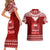 Toa Samoa Christmas Couples Matching Short Sleeve Bodycon Dress and Hawaiian Shirt Samoa Siva Tau Manuia Le Kerisimasi Red Vibe LT9 - Polynesian Pride