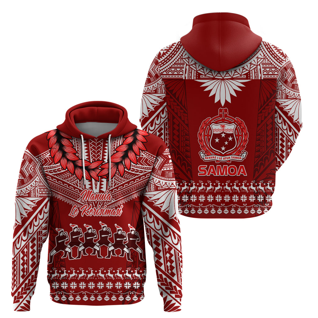 Toa Samoa Christmas Hoodie Samoa Siva Tau Manuia Le Kerisimasi Red Vibe LT9 - Polynesian Pride