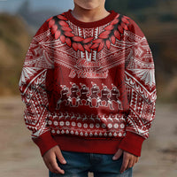 Toa Samoa Christmas Kid Ugly Christmas Sweater Samoa Siva Tau Manuia Le Kerisimasi Red Vibe LT9 - Polynesian Pride