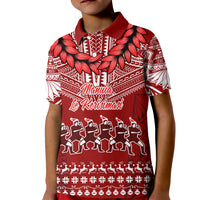 Toa Samoa Christmas Kid Polo Shirt Samoa Siva Tau Manuia Le Kerisimasi Red Vibe LT9 Kid Red - Polynesian Pride