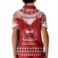 Toa Samoa Christmas Kid Polo Shirt Samoa Siva Tau Manuia Le Kerisimasi Red Vibe LT9 - Polynesian Pride
