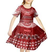 Toa Samoa Christmas Kid Short Sleeve Dress Samoa Siva Tau Manuia Le Kerisimasi Red Vibe LT9 - Polynesian Pride