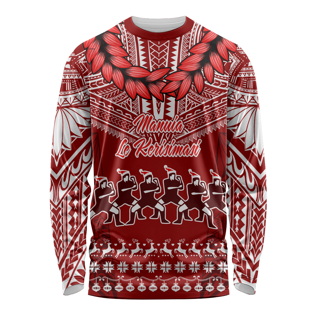 Toa Samoa Christmas Long Sleeve Shirt Samoa Siva Tau Manuia Le Kerisimasi Red Vibe LT9 Unisex Red - Polynesian Pride