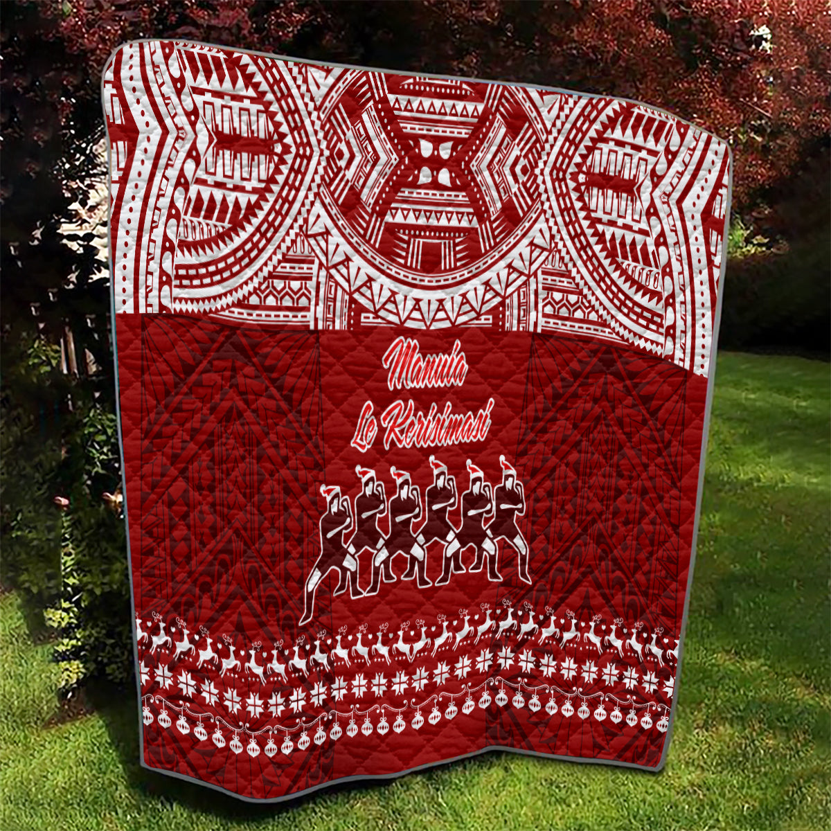 Toa Samoa Christmas Quilt Samoa Siva Tau Manuia Le Kerisimasi Red Vibe LT9 - Polynesian Pride