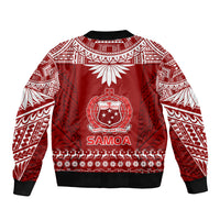 Toa Samoa Christmas Sleeve Zip Bomber Jacket Samoa Siva Tau Manuia Le Kerisimasi Red Vibe LT9 - Polynesian Pride