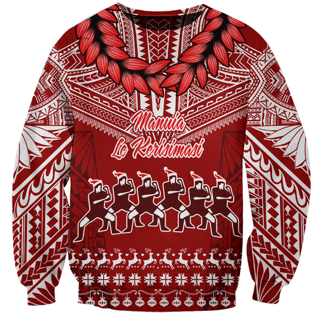 Toa Samoa Christmas Sweatshirt Samoa Siva Tau Manuia Le Kerisimasi Red Vibe LT9 Unisex Red - Polynesian Pride