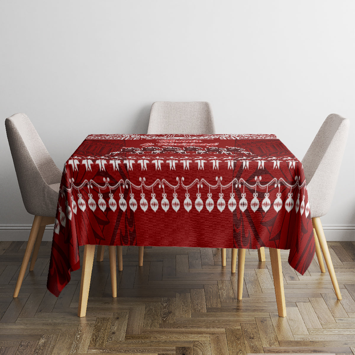 Toa Samoa Christmas Tablecloth Samoa Siva Tau Manuia Le Kerisimasi Red Vibe LT9 - Polynesian Pride