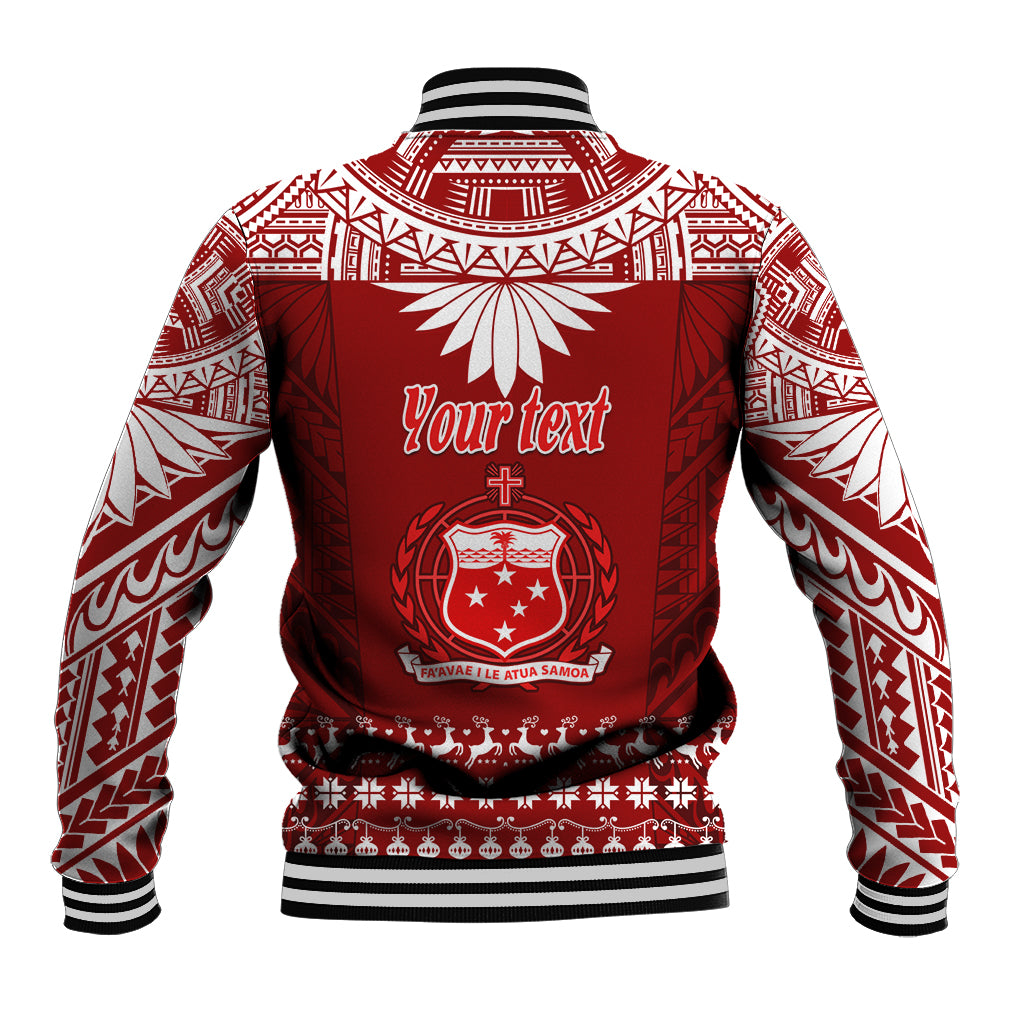 Personalised Toa Samoa Christmas Baseball Jacket Samoa Siva Tau Manuia Le Kerisimasi Red Vibe LT9 - Polynesian Pride