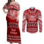 Personalised Toa Samoa Christmas Couples Matching Off Shoulder Maxi Dress and Long Sleeve Button Shirt Samoa Siva Tau Manuia Le Kerisimasi Red Vibe LT9 Red - Polynesian Pride