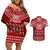 Personalised Toa Samoa Christmas Couples Matching Off Shoulder Short Dress and Hawaiian Shirt Samoa Siva Tau Manuia Le Kerisimasi Red Vibe LT9 Red - Polynesian Pride