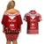 Personalised Toa Samoa Christmas Couples Matching Off Shoulder Short Dress and Hawaiian Shirt Samoa Siva Tau Manuia Le Kerisimasi Red Vibe LT9 - Polynesian Pride