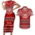 Personalised Toa Samoa Christmas Couples Matching Short Sleeve Bodycon Dress and Hawaiian Shirt Samoa Siva Tau Manuia Le Kerisimasi Red Vibe LT9 Red - Polynesian Pride