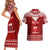 Personalised Toa Samoa Christmas Couples Matching Short Sleeve Bodycon Dress and Hawaiian Shirt Samoa Siva Tau Manuia Le Kerisimasi Red Vibe LT9 - Polynesian Pride