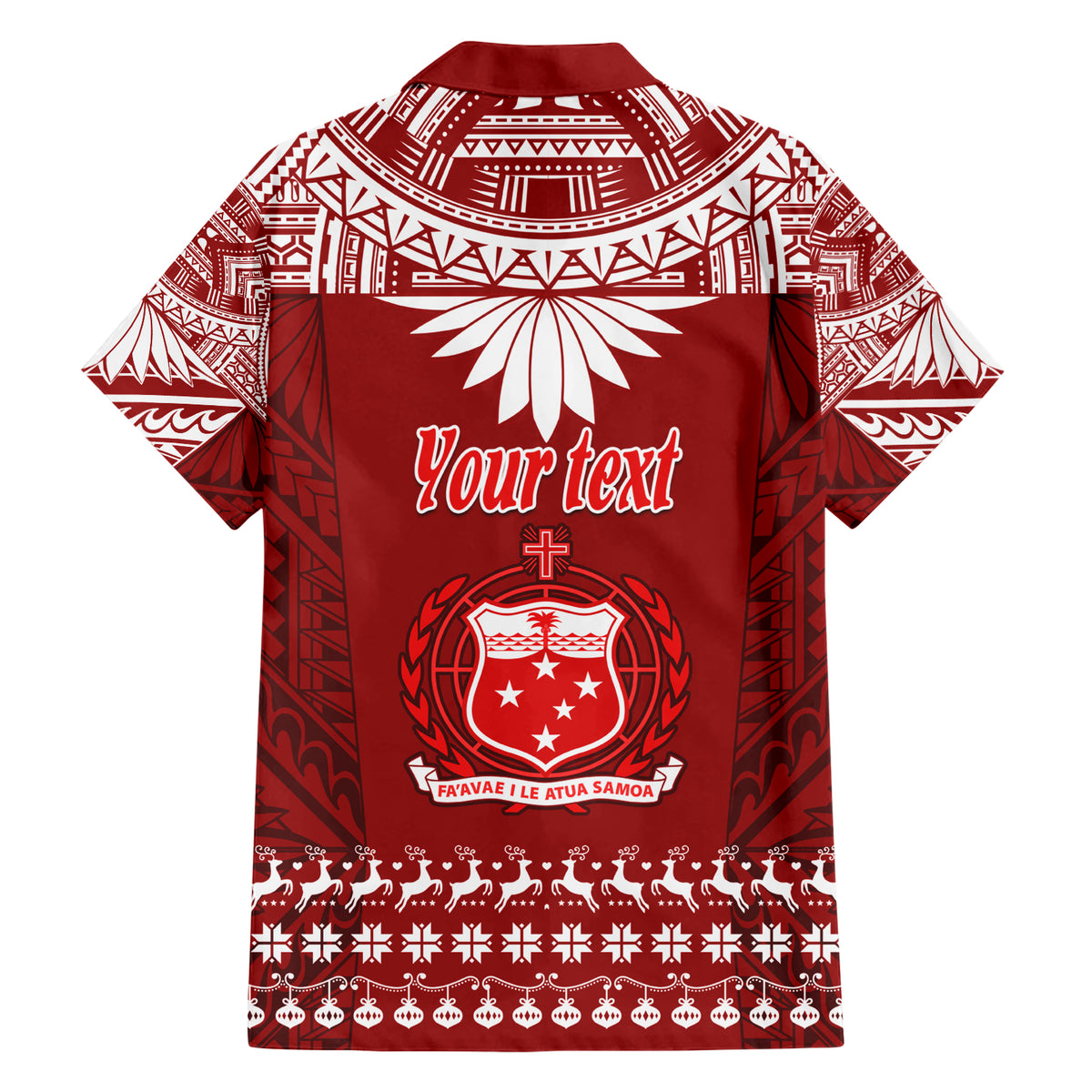 Personalised Toa Samoa Christmas Family Matching Short Sleeve Bodycon Dress and Hawaiian Shirt Samoa Siva Tau Manuia Le Kerisimasi Red Vibe LT9 - Polynesian Pride
