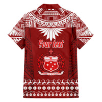 Personalised Toa Samoa Christmas Family Matching Short Sleeve Bodycon Dress and Hawaiian Shirt Samoa Siva Tau Manuia Le Kerisimasi Red Vibe LT9 - Polynesian Pride