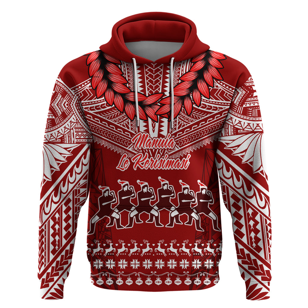 Personalised Toa Samoa Christmas Hoodie Samoa Siva Tau Manuia Le Kerisimasi Red Vibe LT9 Red - Polynesian Pride