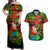 Personalised Vanuatu Joyeux Noel Couples Matching Off Shoulder Maxi Dress and Hawaiian Shirt Christmas Santas God Yumi LT9 Reggae - Polynesian Pride