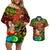 Personalised Vanuatu Joyeux Noel Couples Matching Off Shoulder Short Dress and Hawaiian Shirt Christmas Santas God Yumi LT9 Reggae - Polynesian Pride