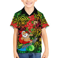 Personalised Vanuatu Joyeux Noel Kid Hawaiian Shirt Christmas Santas God Yumi LT9 Kid Reggae - Polynesian Pride