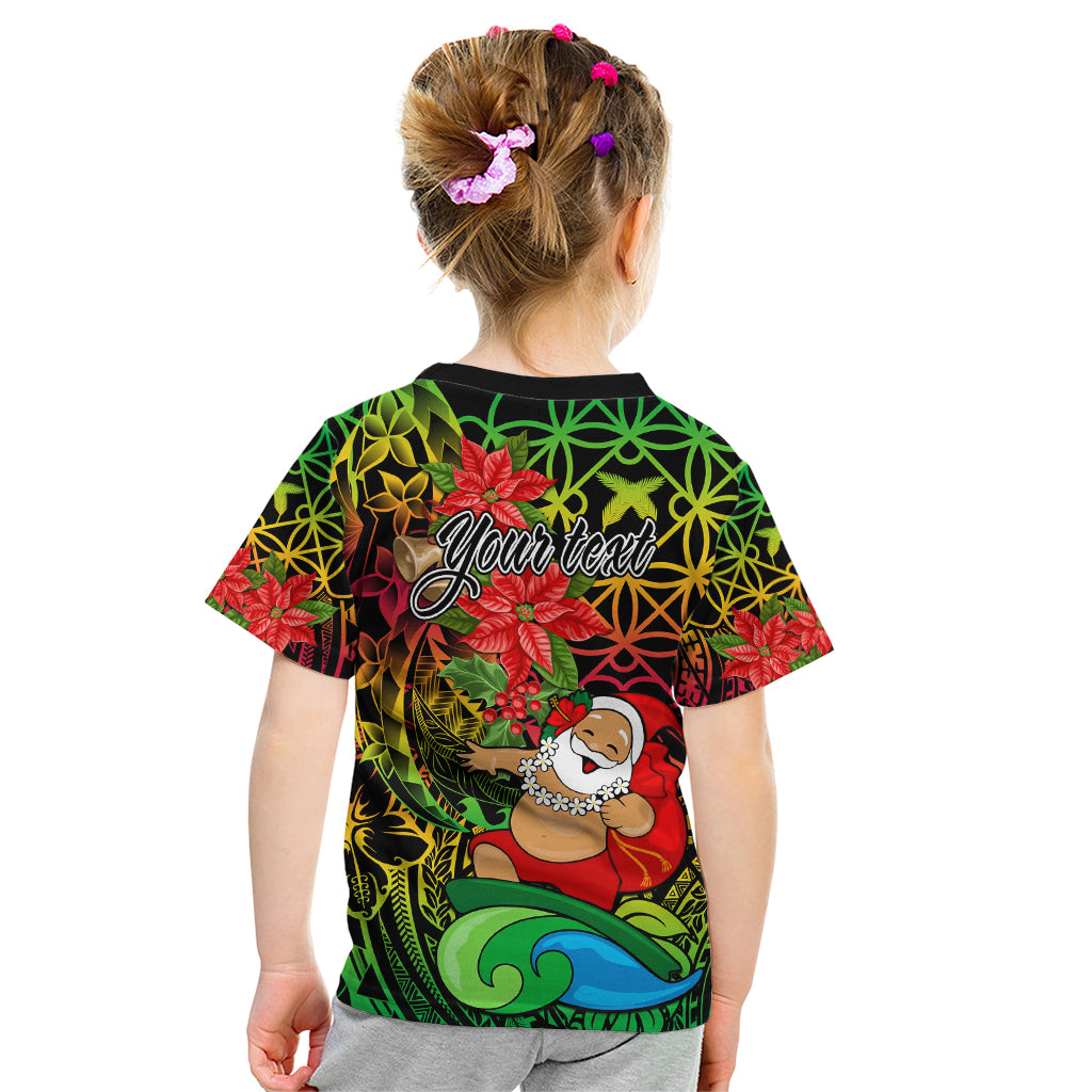 Personalised Vanuatu Joyeux Noel Kid T Shirt Christmas Santas God Yumi LT9 - Polynesian Pride