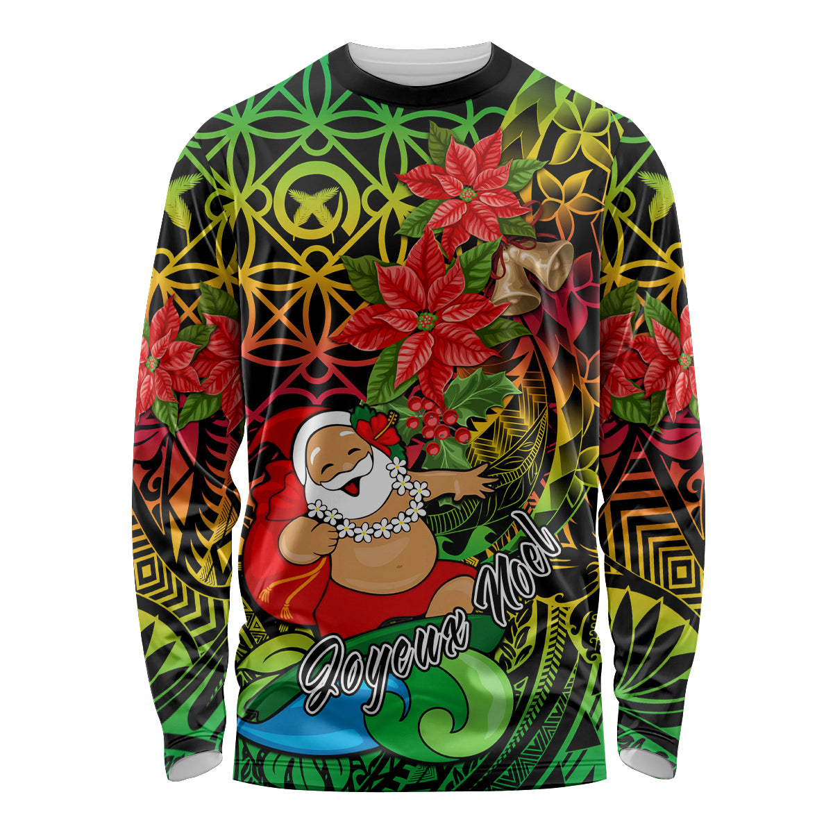 Personalised Vanuatu Joyeux Noel Long Sleeve Shirt Christmas Santas God Yumi LT9 Unisex Reggae - Polynesian Pride