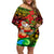 Personalised Vanuatu Joyeux Noel Off Shoulder Short Dress Christmas Santas God Yumi LT9 Women Reggae - Polynesian Pride