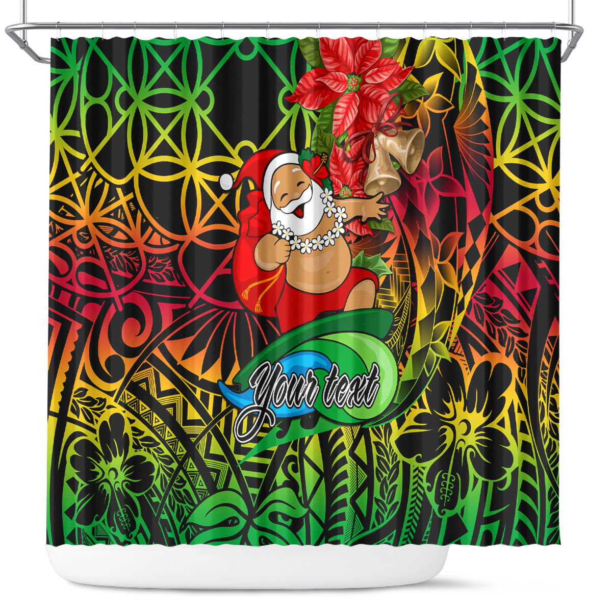 Personalised Vanuatu Joyeux Noel Shower Curtain Christmas Santas God Yumi LT9 Reggae - Polynesian Pride