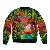 Personalised Vanuatu Joyeux Noel Sleeve Zip Bomber Jacket Christmas Santas God Yumi LT9 - Polynesian Pride
