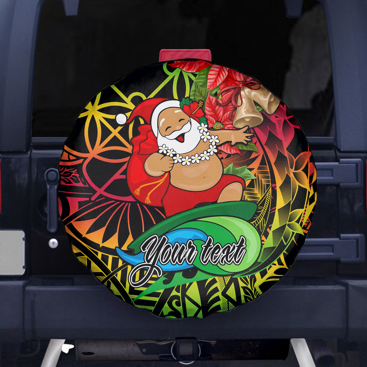 Personalised Vanuatu Joyeux Noel Spare Tire Cover Christmas Santas God Yumi LT9 Reggae - Polynesian Pride