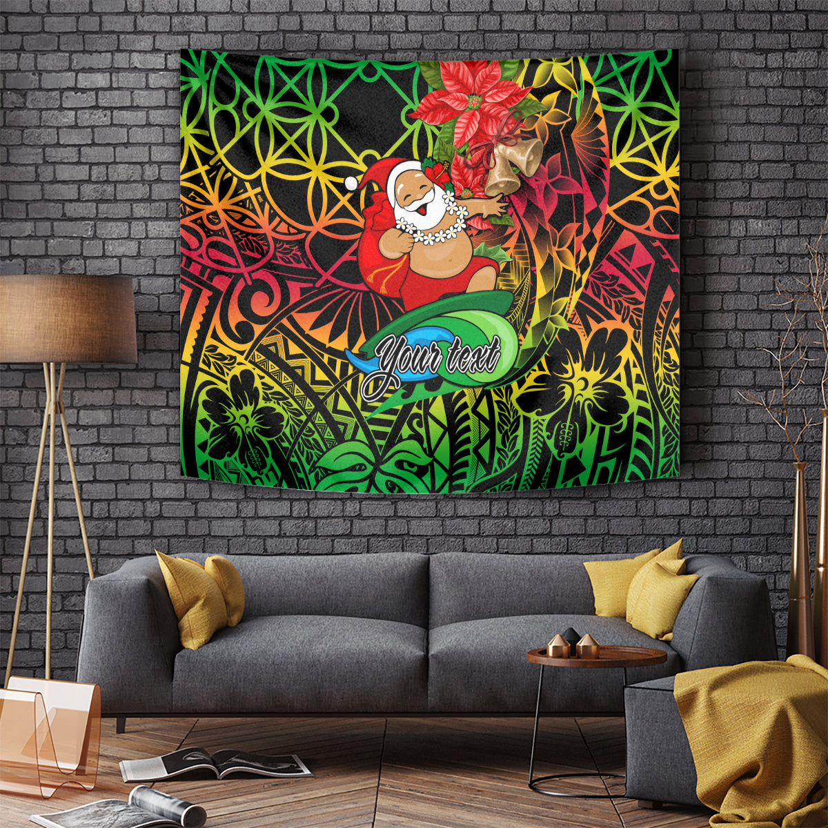 Personalised Vanuatu Joyeux Noel Tapestry Christmas Santas God Yumi LT9 Reggae - Polynesian Pride