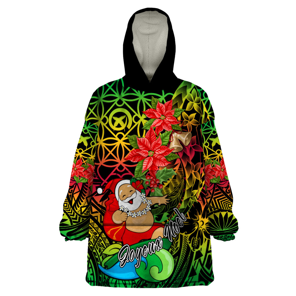 Personalised Vanuatu Joyeux Noel Wearable Blanket Hoodie Christmas Santas God Yumi LT9 One Size Reggae - Polynesian Pride