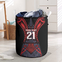 Custom New Zealand Laundry Basket Maori Kiwiana Pattern Tukutuku Motif LT9 Red - Polynesian Pride