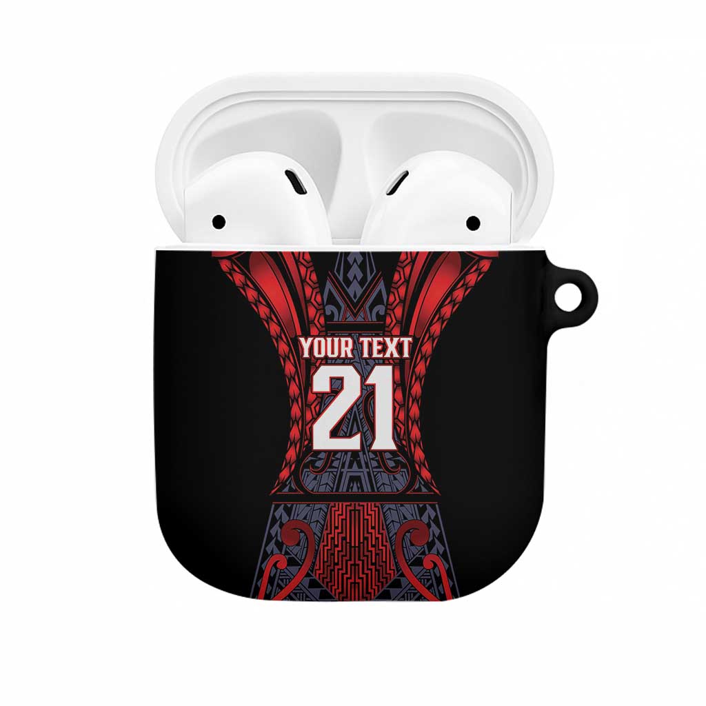 Custom New Zealand AirPods Case Maori Kiwiana Pattern Tukutuku Motif LT9 Red - Polynesian Pride
