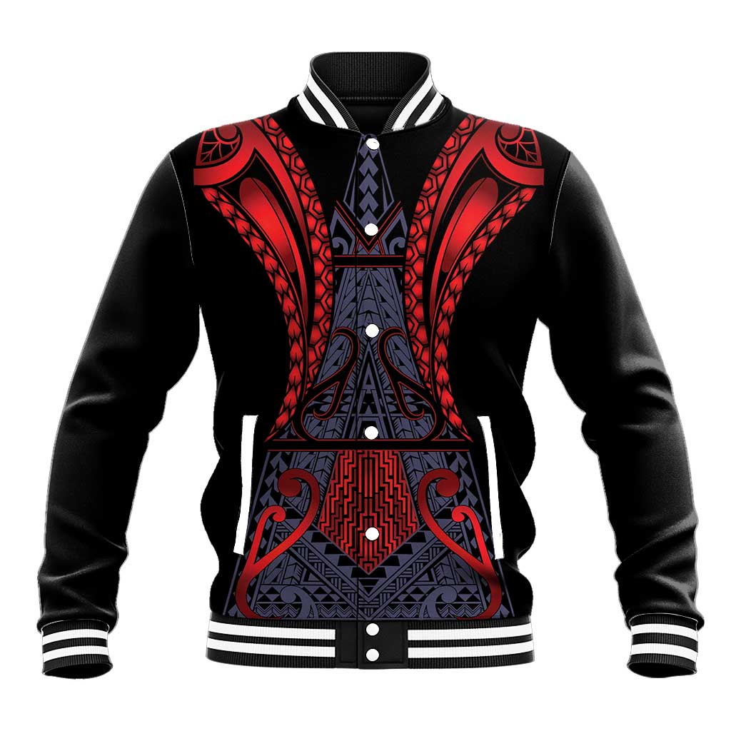 Custom New Zealand Baseball Jacket Maori Kiwiana Pattern Tukutuku Motif LT9 Unisex Red - Polynesian Pride