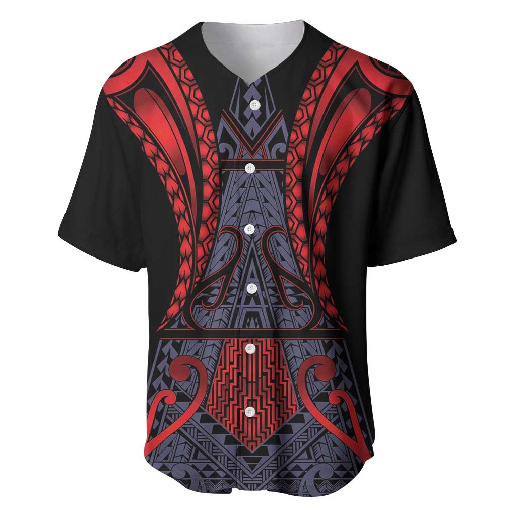 Custom New Zealand Baseball Jersey Maori Kiwiana Pattern Tukutuku Motif LT9 Red - Polynesian Pride