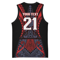 Custom New Zealand Basketball Jersey Maori Kiwiana Pattern Tukutuku Motif LT9 - Polynesian Pride
