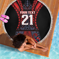 Custom New Zealand Beach Blanket Maori Kiwiana Pattern Tukutuku Motif