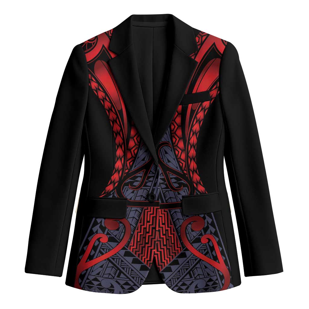 Custom New Zealand Blazer Maori Kiwiana Pattern Tukutuku Motif LT9 Unisex Red - Polynesian Pride