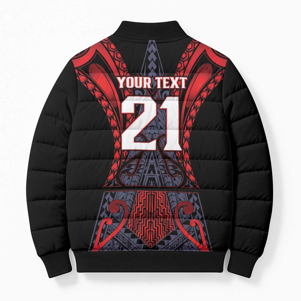 Custom New Zealand Bomber Puffer Jacket Maori Kiwiana Pattern Tukutuku Motif LT9 - Polynesian Pride