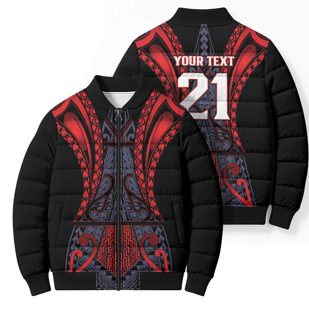 Custom New Zealand Bomber Puffer Jacket Maori Kiwiana Pattern Tukutuku Motif LT9 - Polynesian Pride