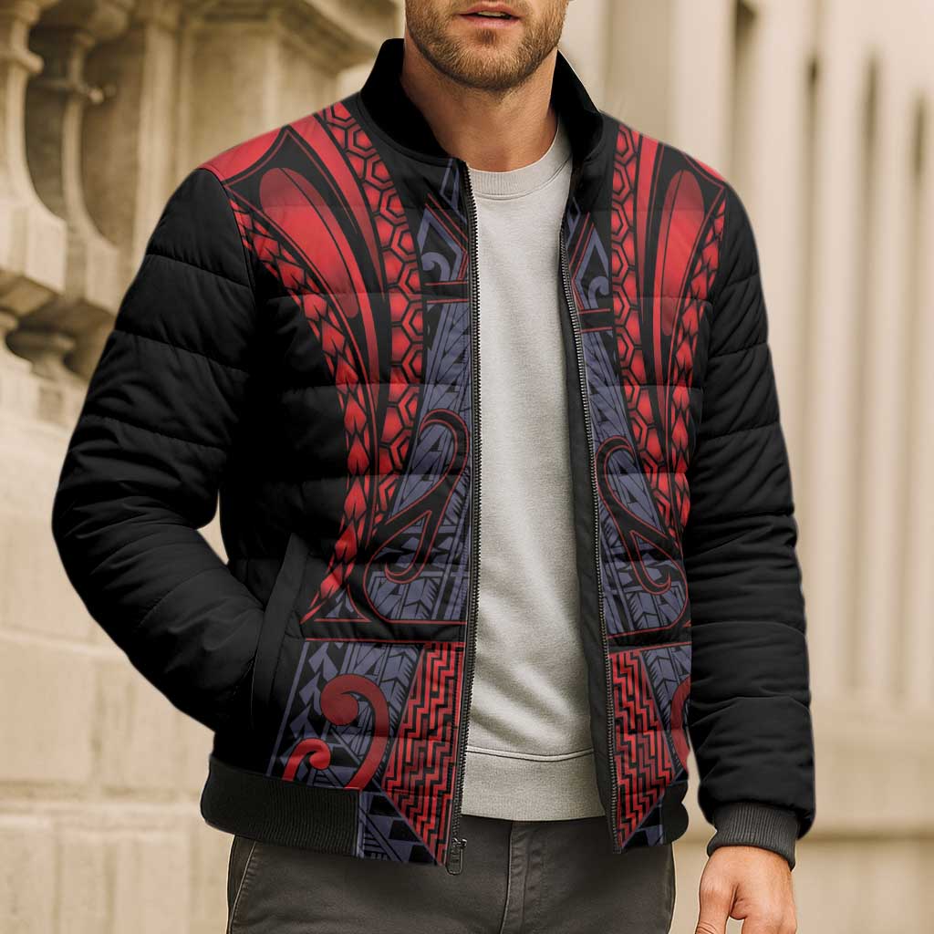 Custom New Zealand Bomber Puffer Jacket Maori Kiwiana Pattern Tukutuku Motif LT9 - Polynesian Pride