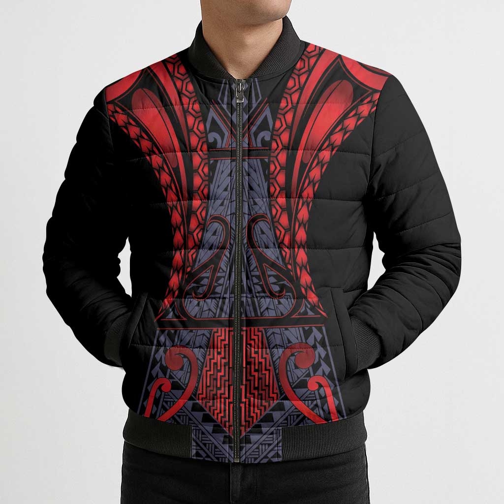 Custom New Zealand Bomber Puffer Jacket Maori Kiwiana Pattern Tukutuku Motif LT9 - Polynesian Pride