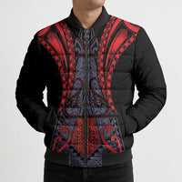 Custom New Zealand Bomber Puffer Jacket Maori Kiwiana Pattern Tukutuku Motif LT9 - Polynesian Pride