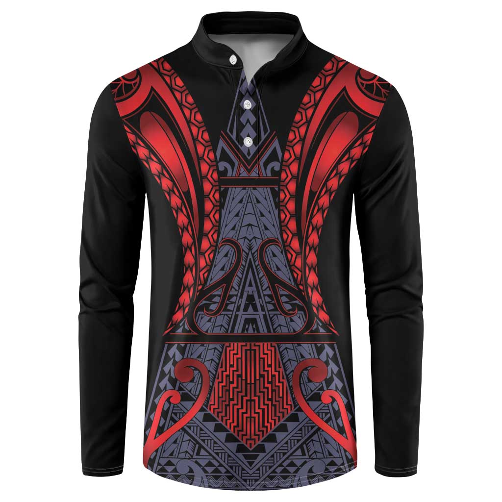 Custom New Zealand Button Sweatshirt Maori Kiwiana Pattern Tukutuku Motif LT9 Red - Polynesian Pride