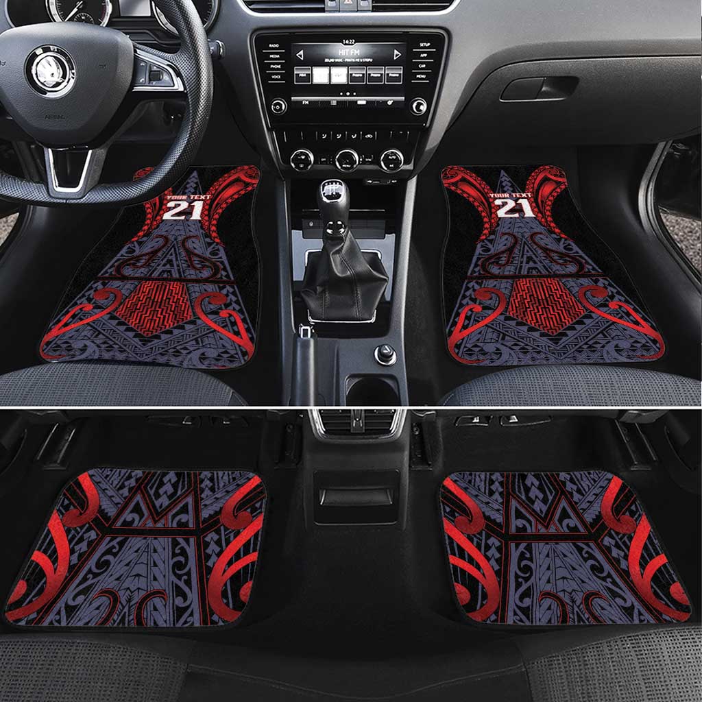 Custom New Zealand Car Mats Maori Kiwiana Pattern Tukutuku Motif LT9 Set 4pcs Red - Polynesian Pride