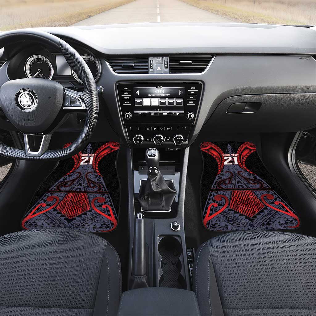 Custom New Zealand Car Mats Maori Kiwiana Pattern Tukutuku Motif LT9 Set 2pcs - Front Red - Polynesian Pride