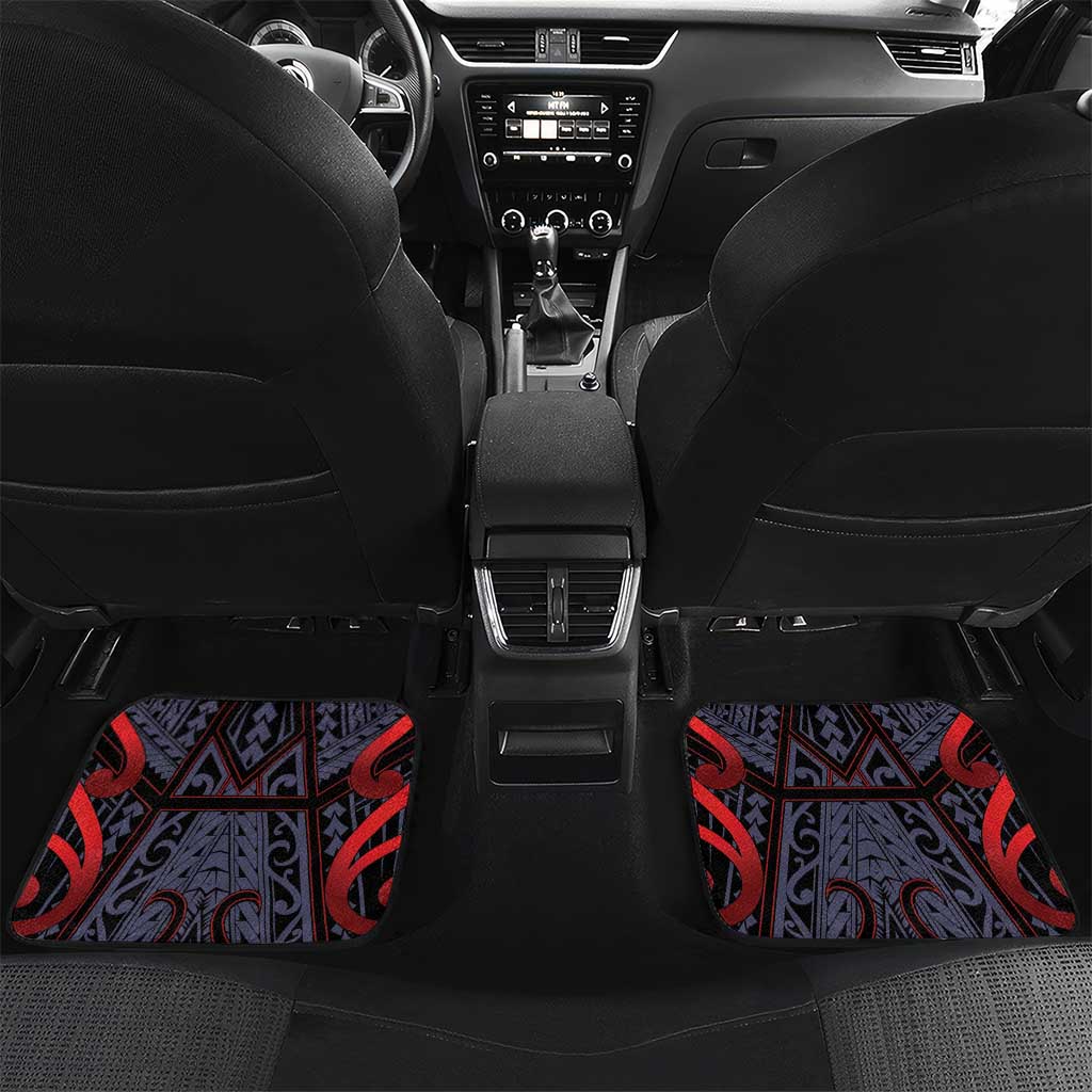 Custom New Zealand Car Mats Maori Kiwiana Pattern Tukutuku Motif LT9 Set 2pcs - Back Red - Polynesian Pride