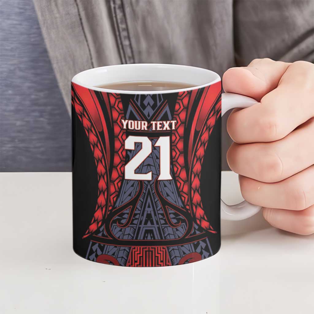 Custom New Zealand Ceramic Mug Maori Kiwiana Pattern Tukutuku Motif