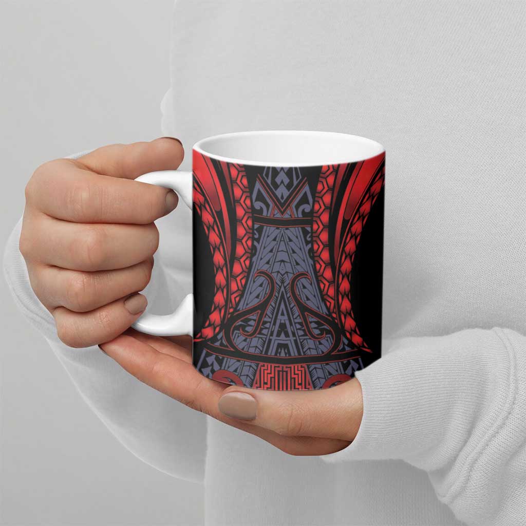 Custom New Zealand Ceramic Mug Maori Kiwiana Pattern Tukutuku Motif